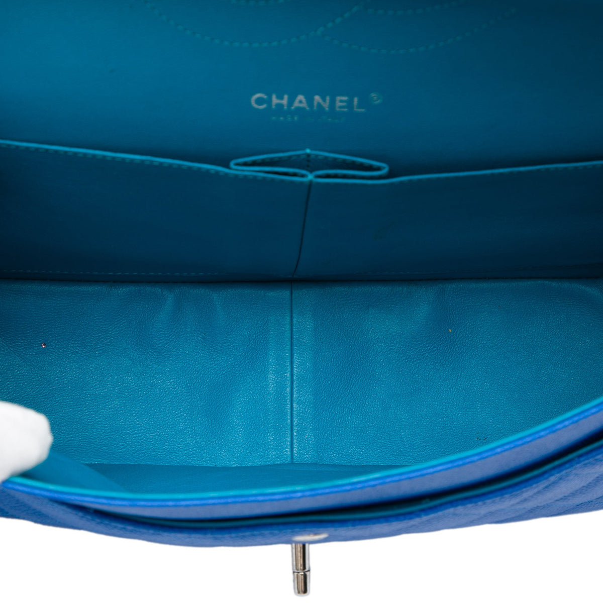 Chanel Jumbo Classic Caviar Double Flap — Blue