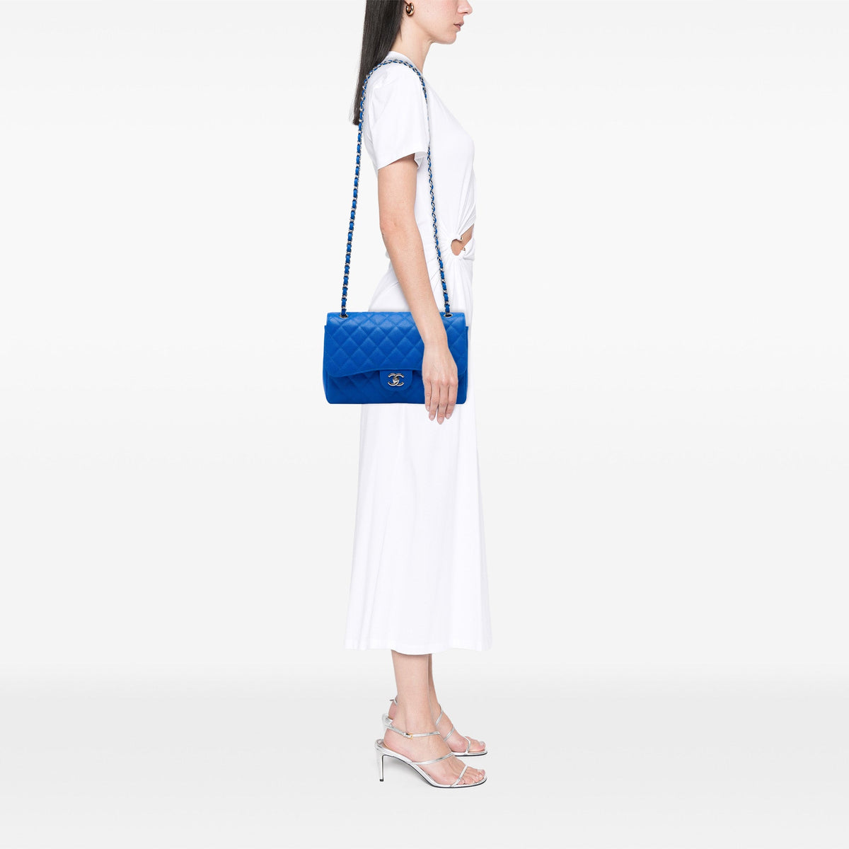 Chanel Jumbo Classic Caviar Double Flap — Blue