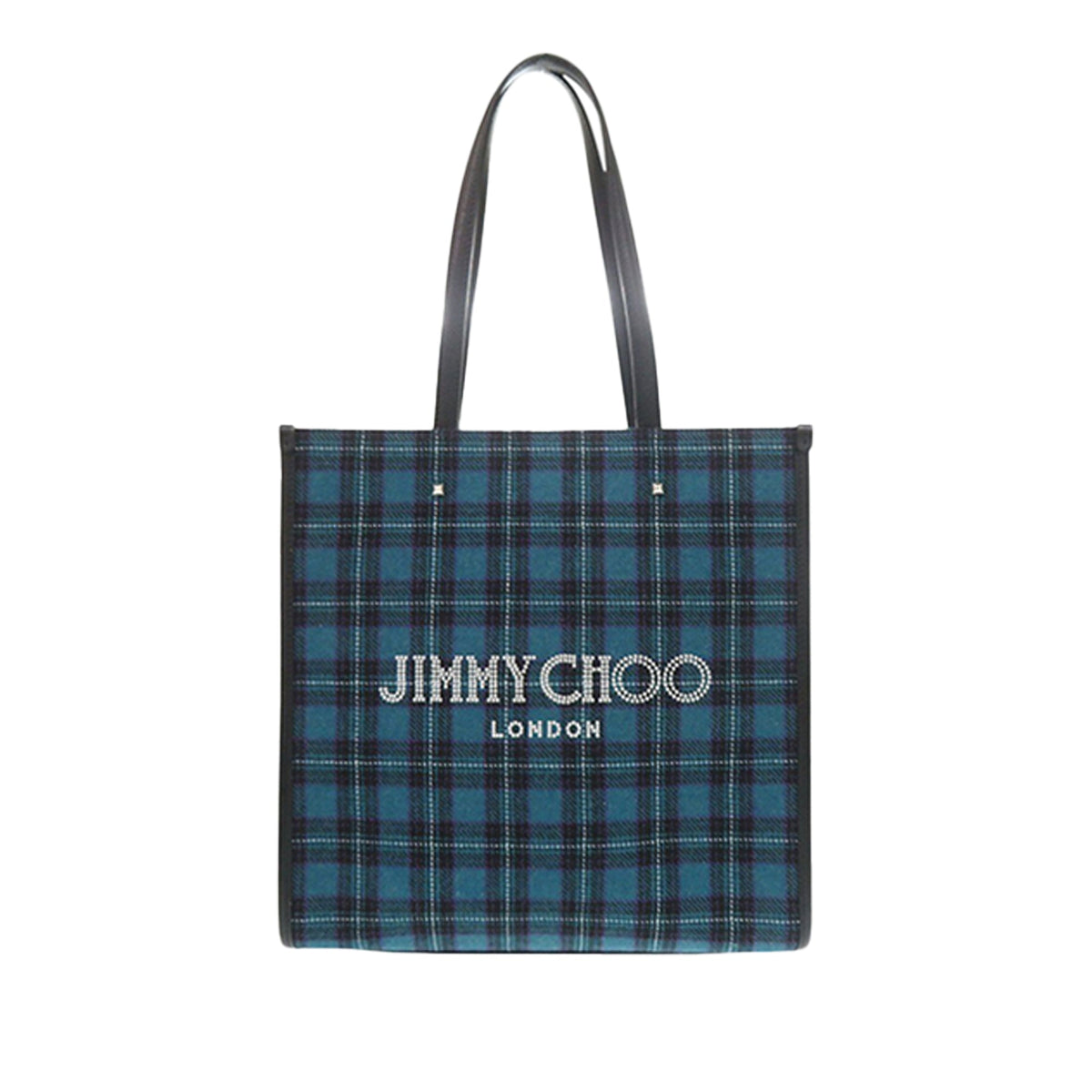 Jimmy Choo Wool Tartan Tote North South — Blue
