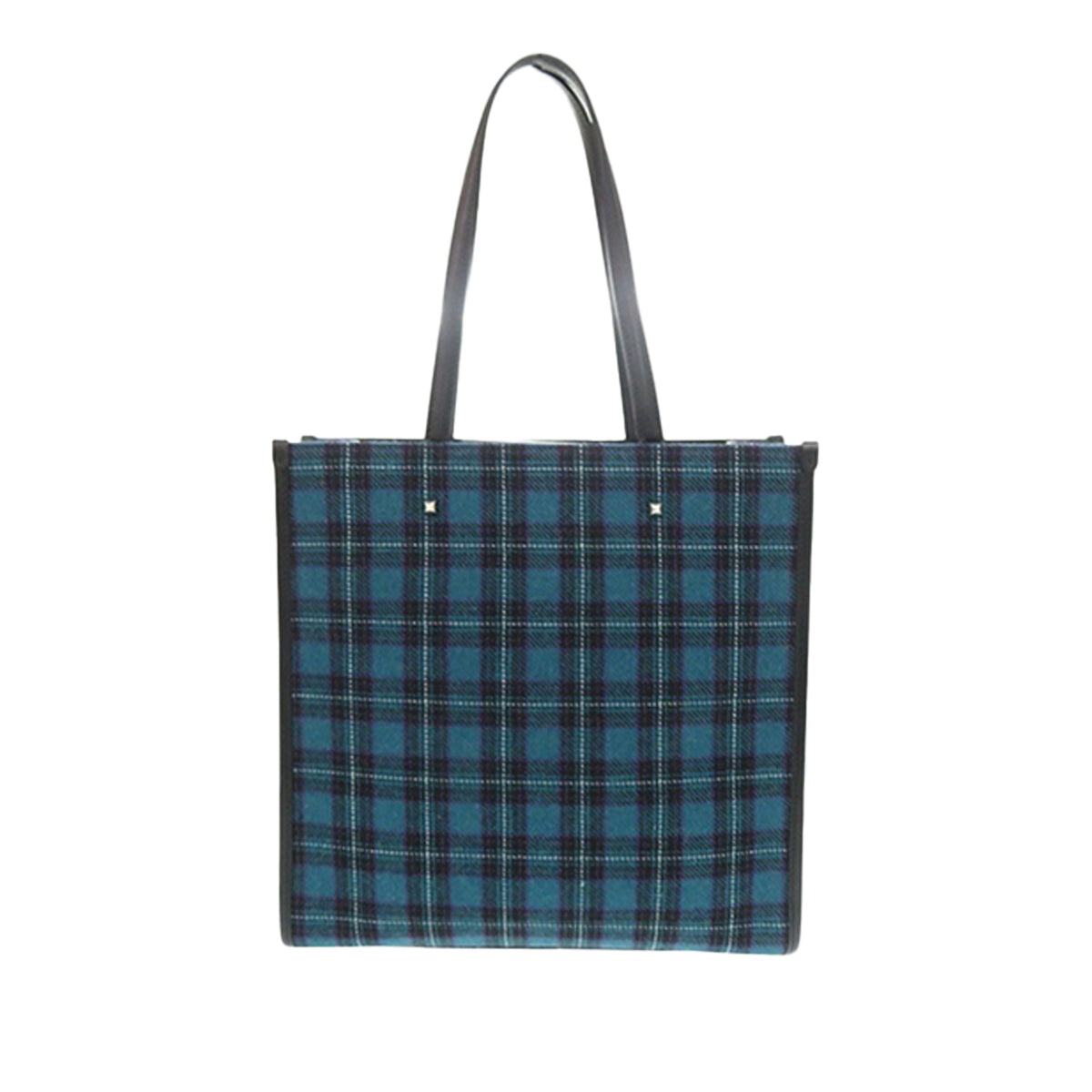 Jimmy Choo Wool Tartan Tote North South — Blue