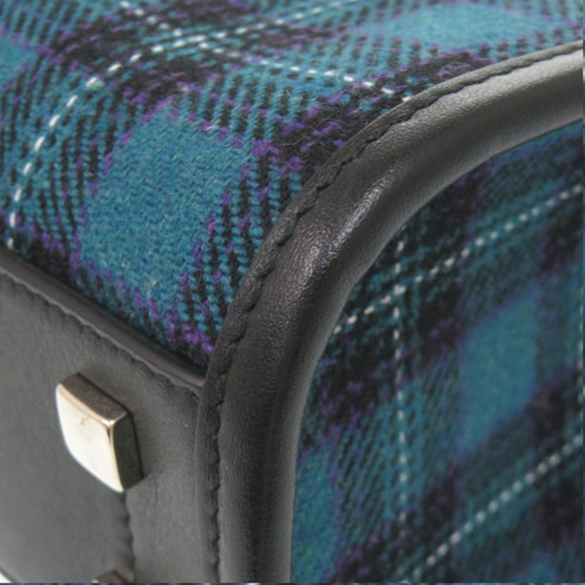 Jimmy Choo Wool Tartan Tote North South — Blue