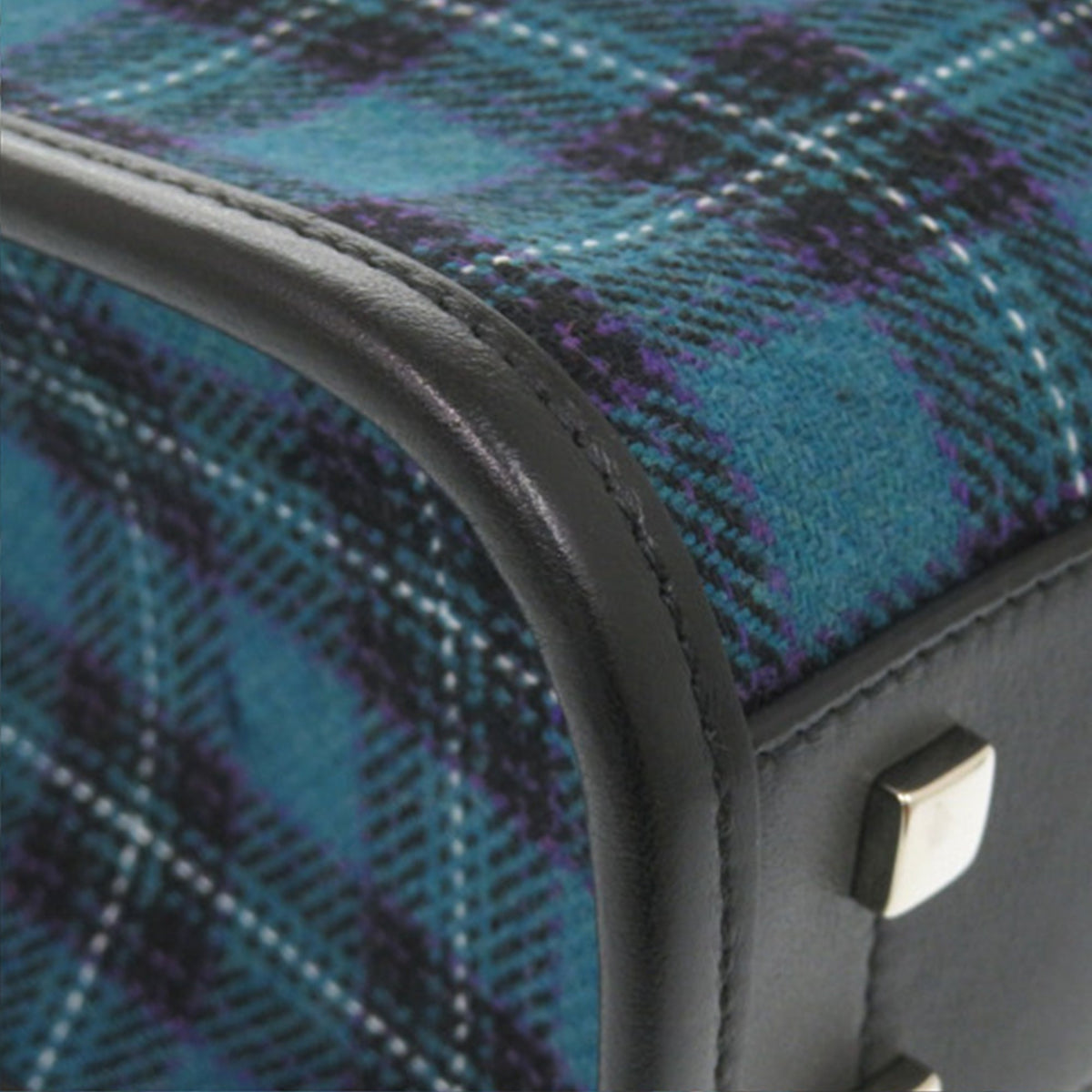 Jimmy Choo Wool Tartan Tote North South — Blue