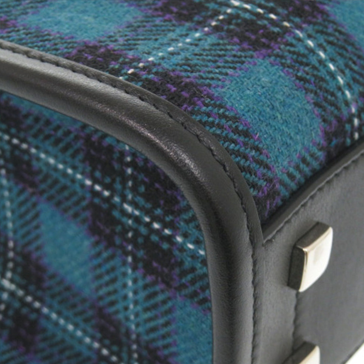 Jimmy Choo Wool Tartan Tote North South — Blue