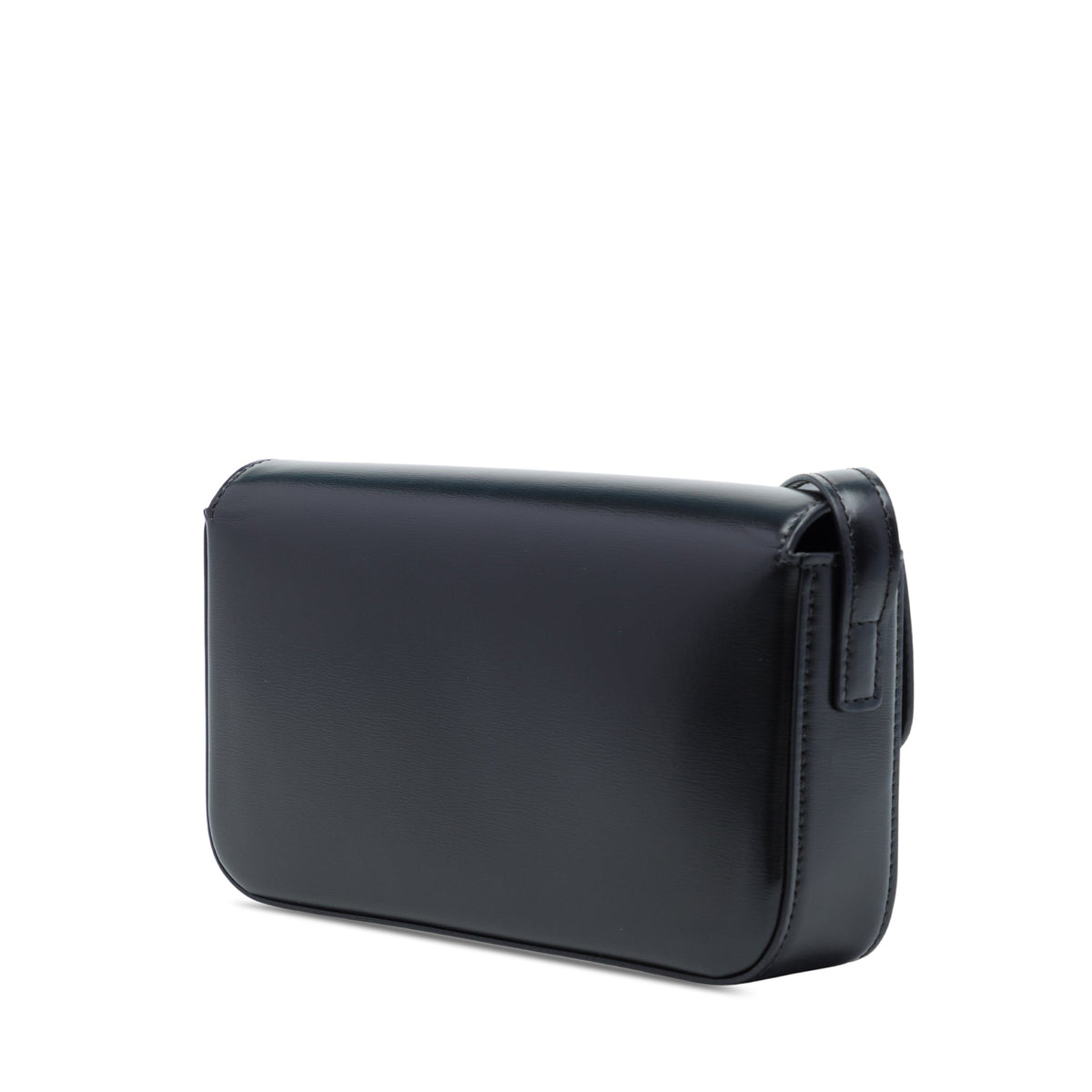 Celine Shiny Calfskin Triomphe Claude Shoulder Bag — Black