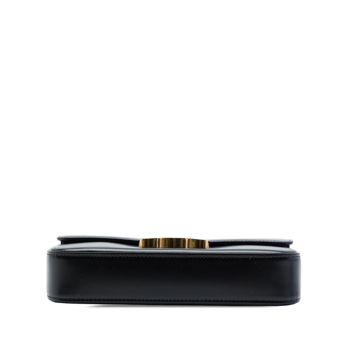 Celine Shiny Calfskin Triomphe Claude Shoulder Bag — Black