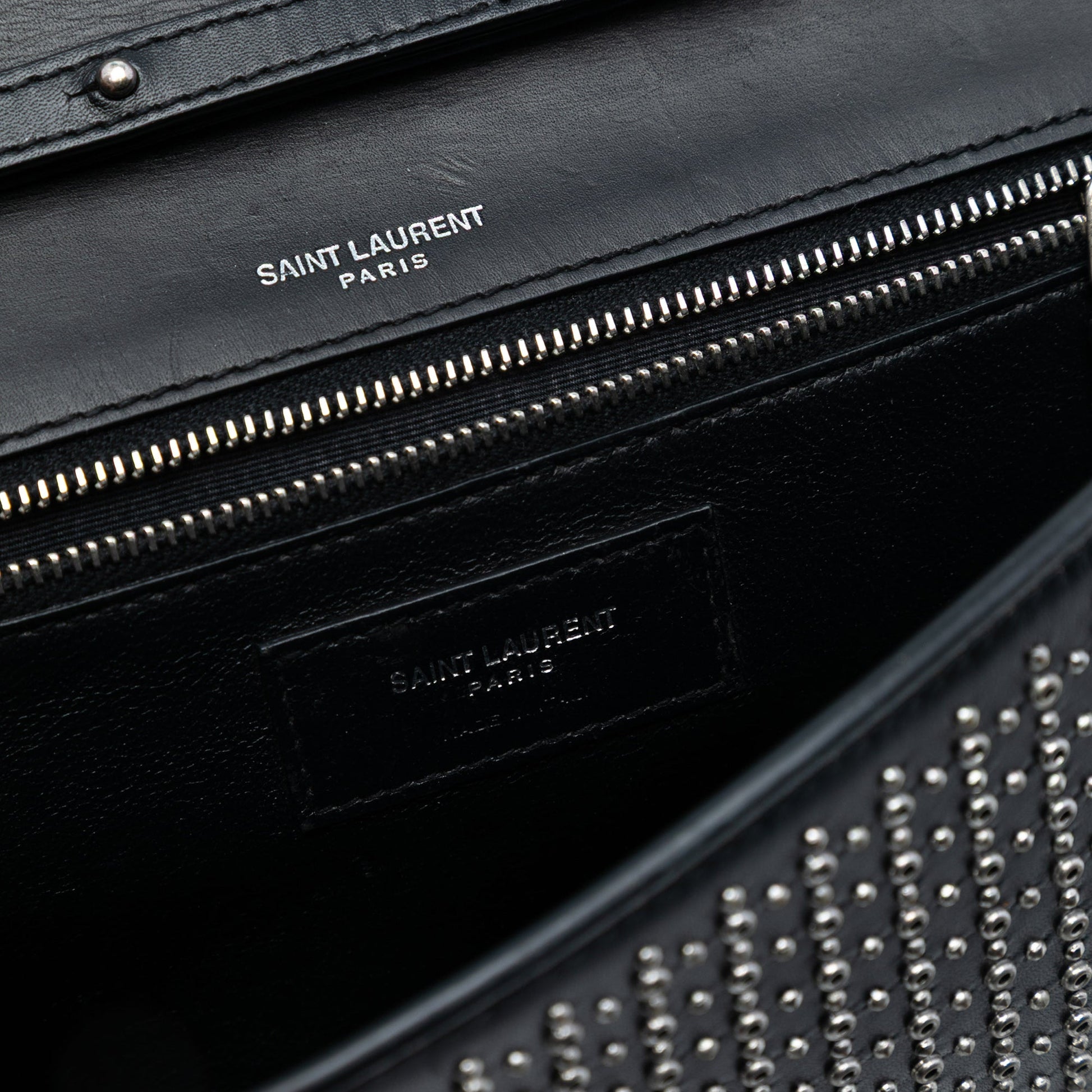 Saint Laurent Studded Leather Monogram Le Sept Chain Bag
