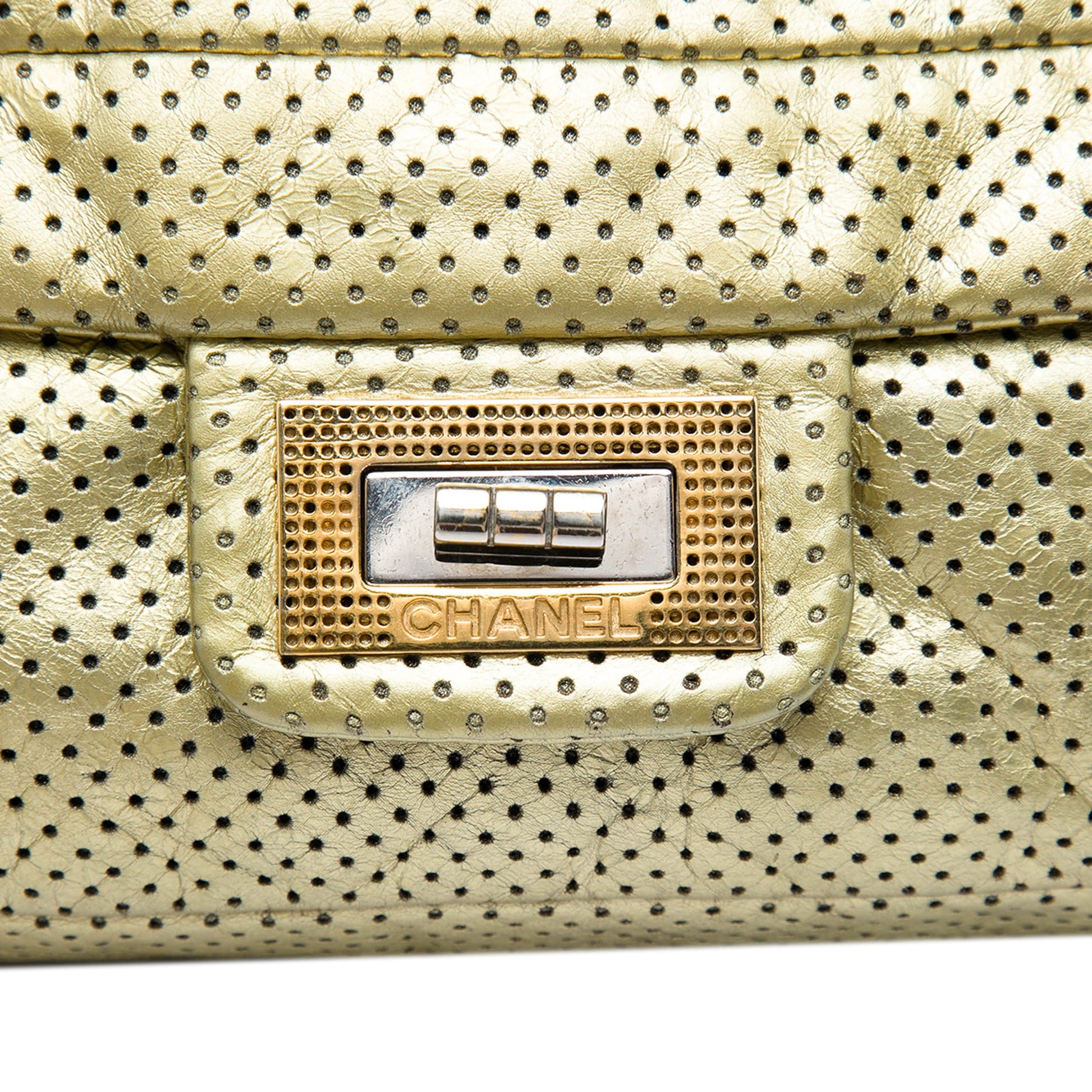 Chanel Metallic Perforated Calfskin Reissue 2.55 Drill Flap