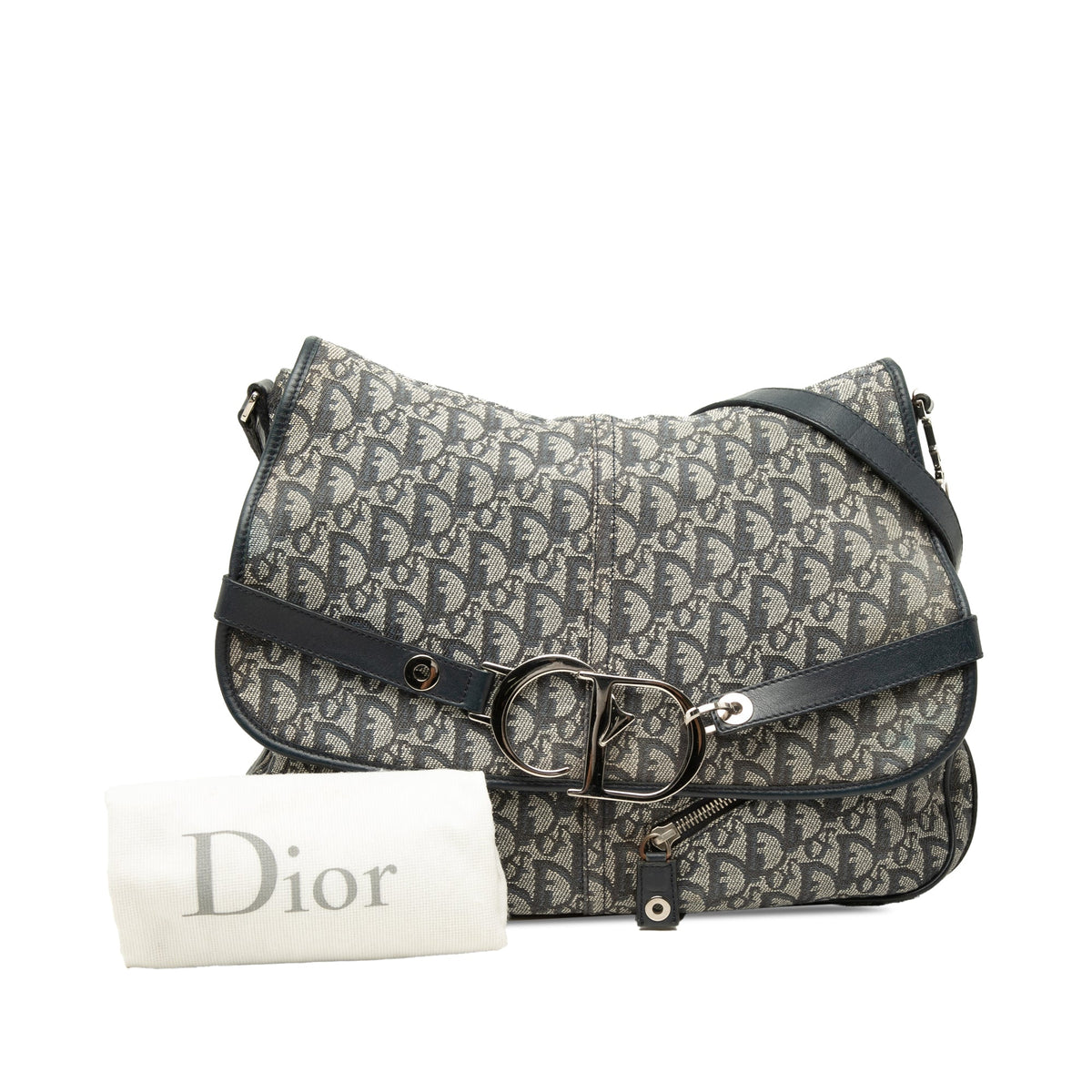Dior Diorissimo Trotter Canvas Messenger Bag — Blue