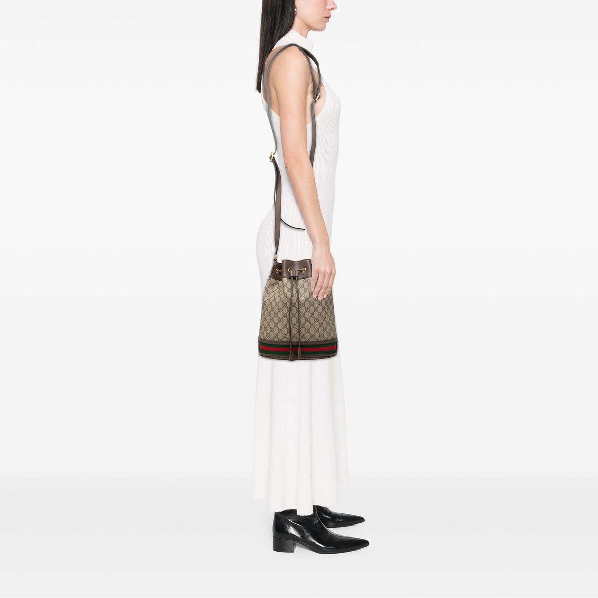 Gucci GG Supreme Web Ophidia Bucket Bag