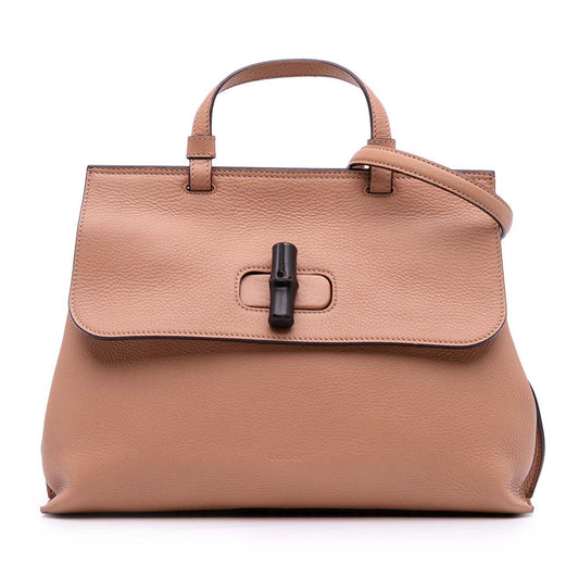 Gucci Medium Leather Bamboo Daily Satchel