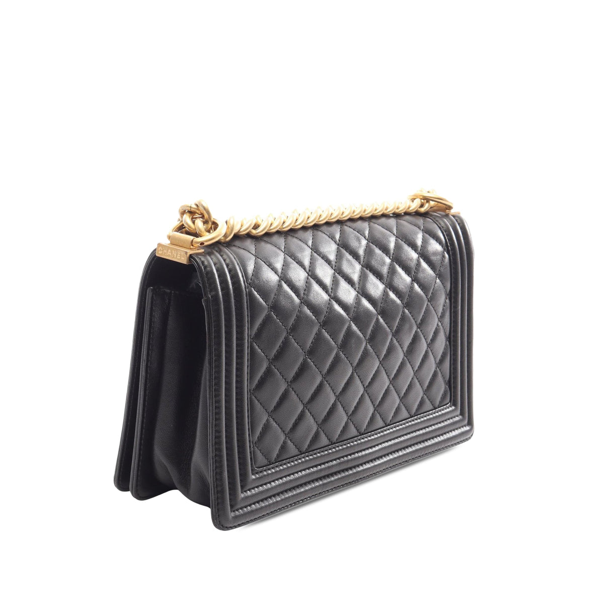 Chanel Old Medium Quilted Lambskin Boy Flap — Black