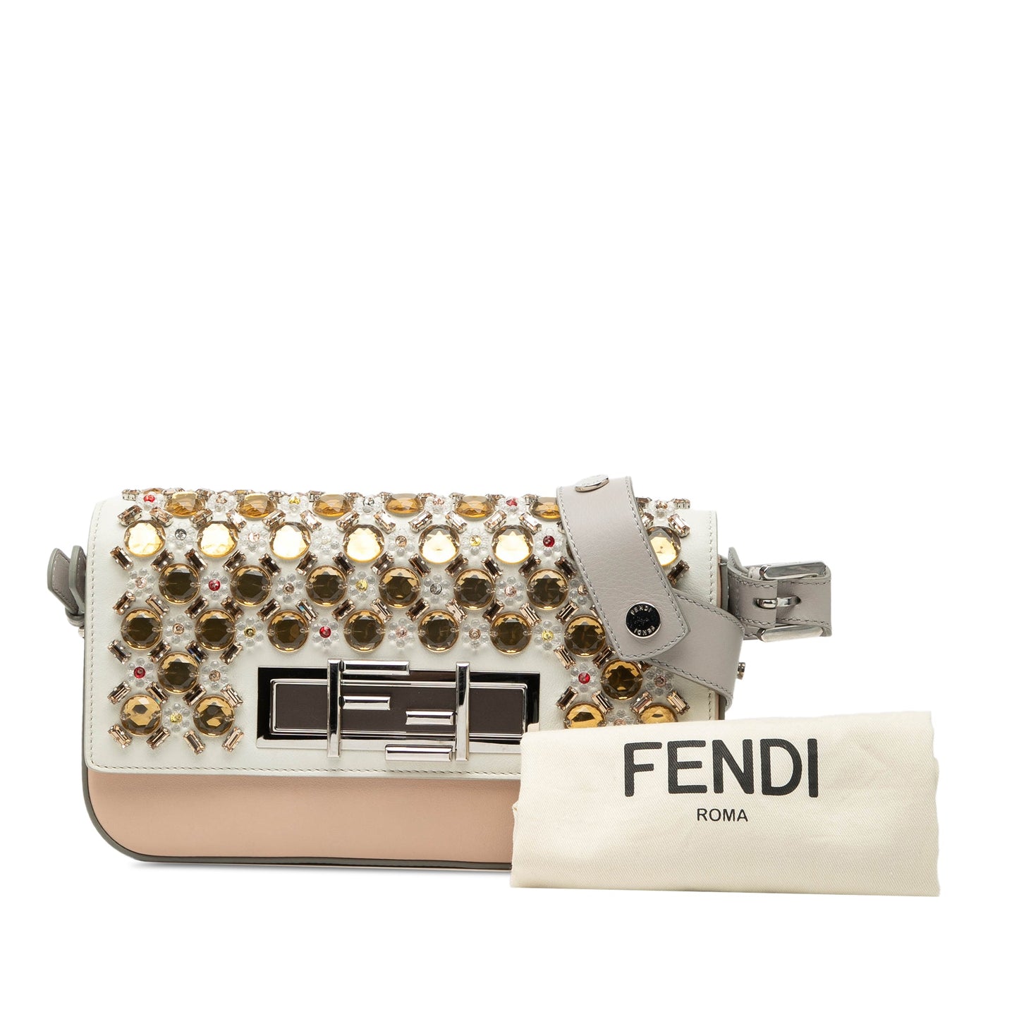 Fendi Crystal and Resin Embellished Leather 3Baguette Shoulder Bag