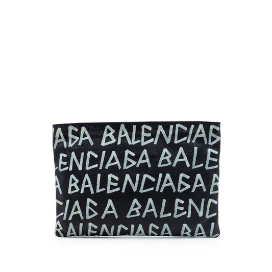 Balenciaga Leather Graffiti Clutch