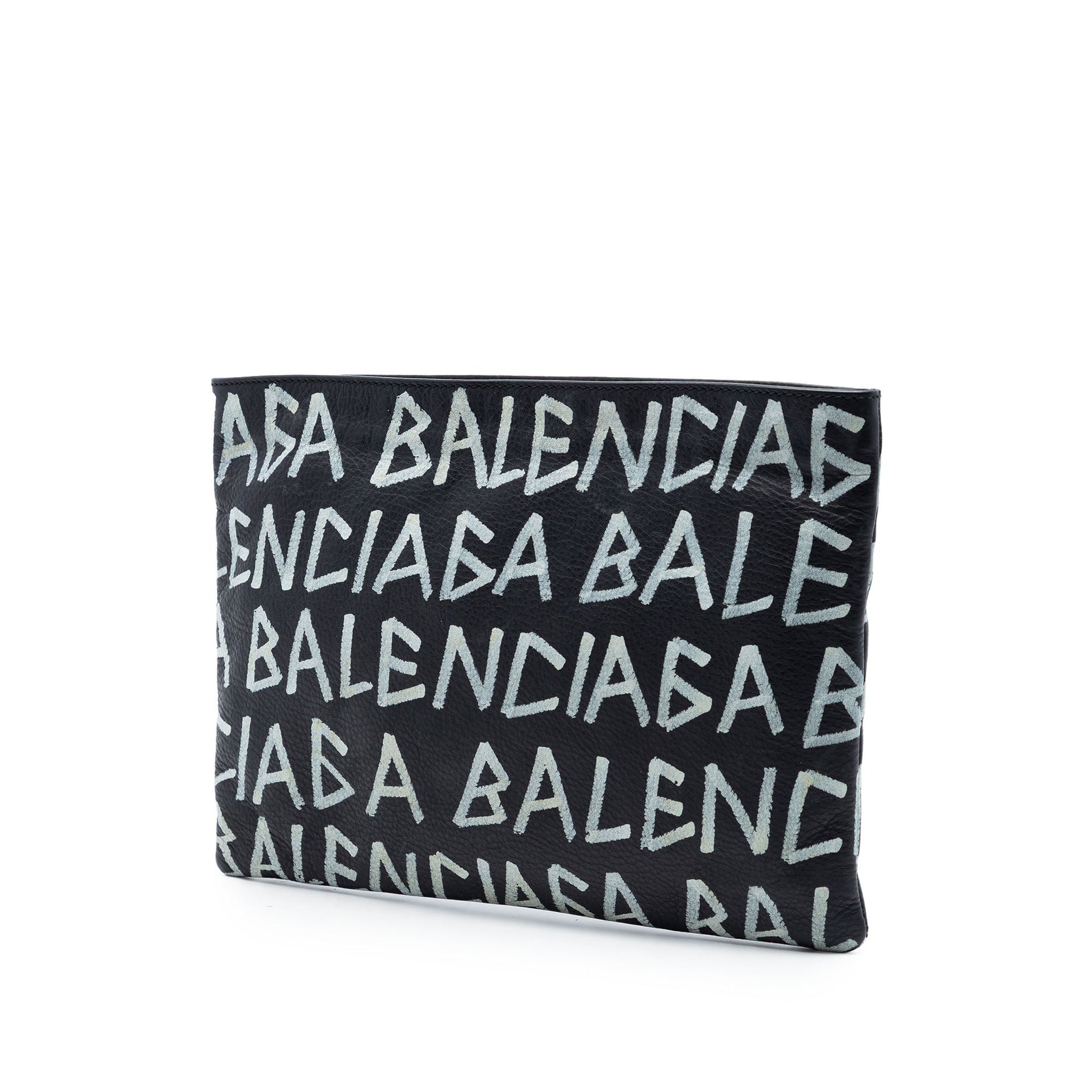 Balenciaga Leather Graffiti Clutch