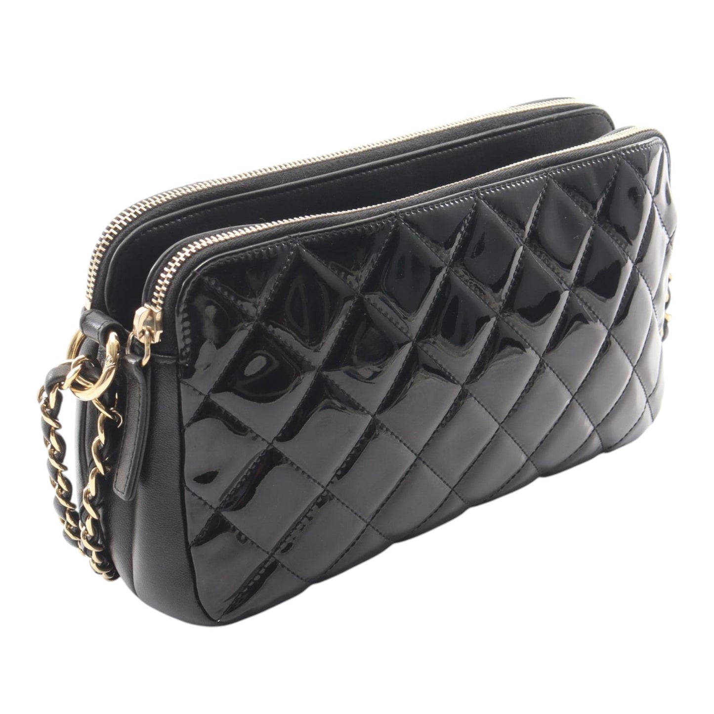 Chanel Patent CC Crown Double Zip Crossbody