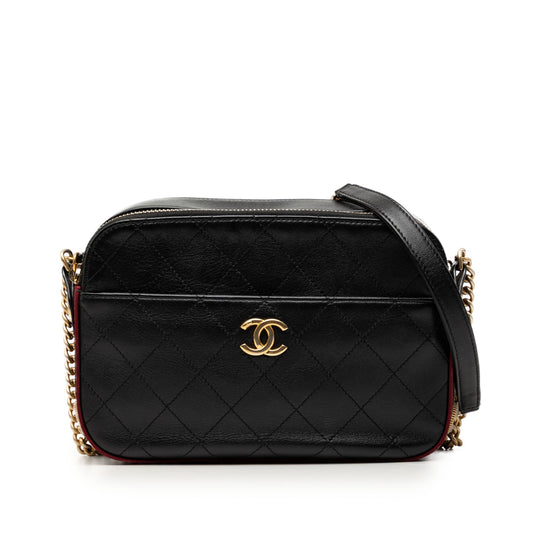 Chanel Calfskin Grosgrain Stitched Button Up Camera Case
