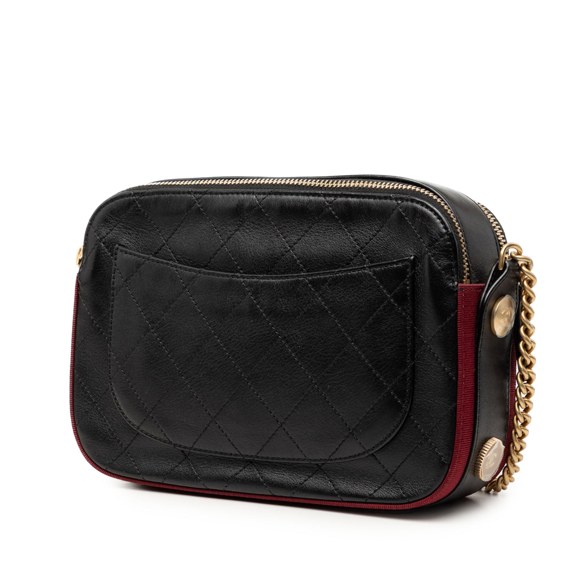 Chanel Calfskin Grosgrain Stitched Button Up Camera Case