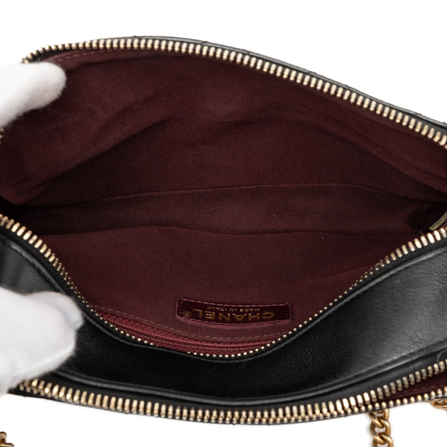 Chanel Calfskin Grosgrain Stitched Button Up Camera Case