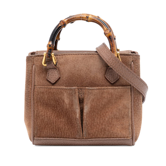 Gucci Mini Suede Bamboo Satchel