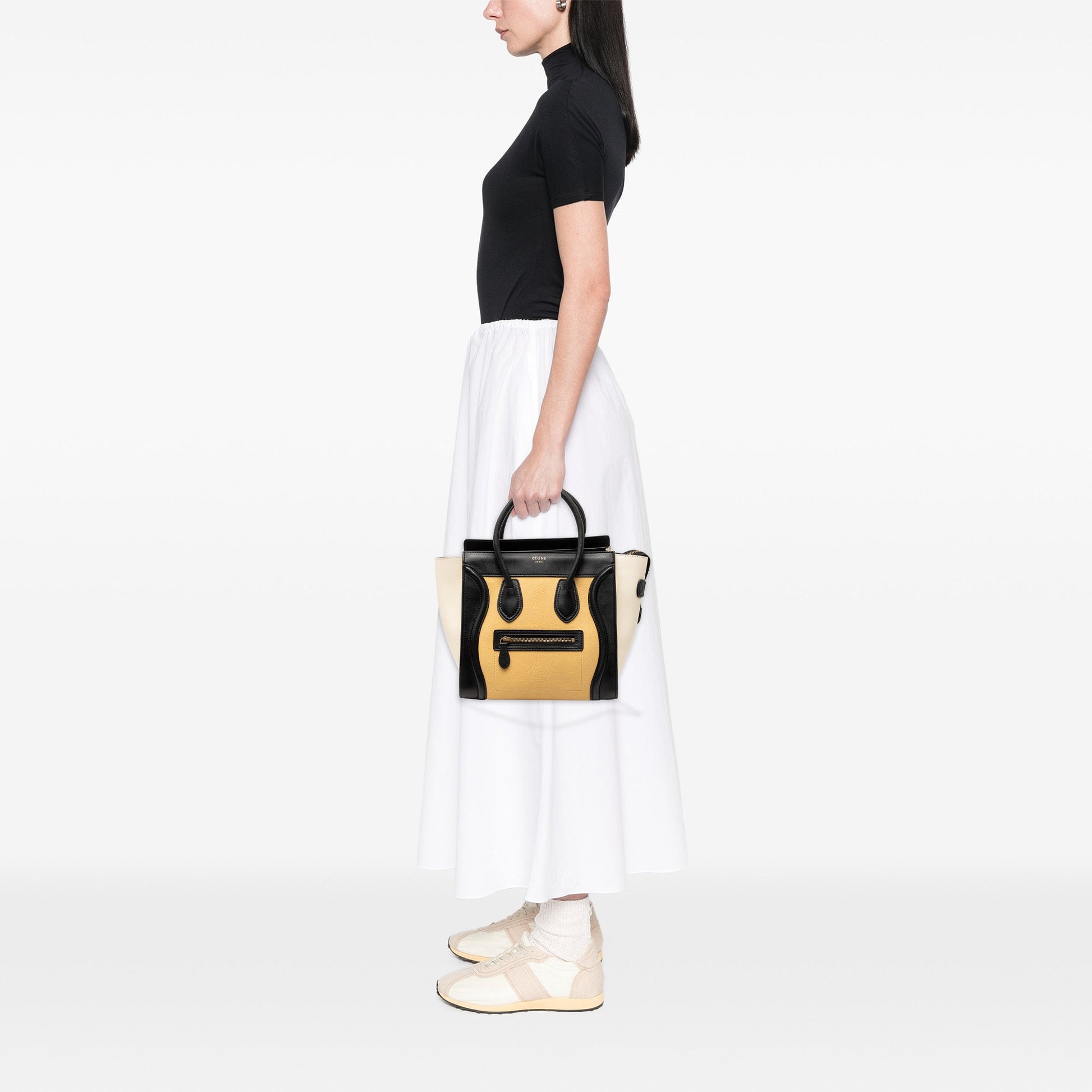 Celine Micro Tricolor Leather Luggage Tote