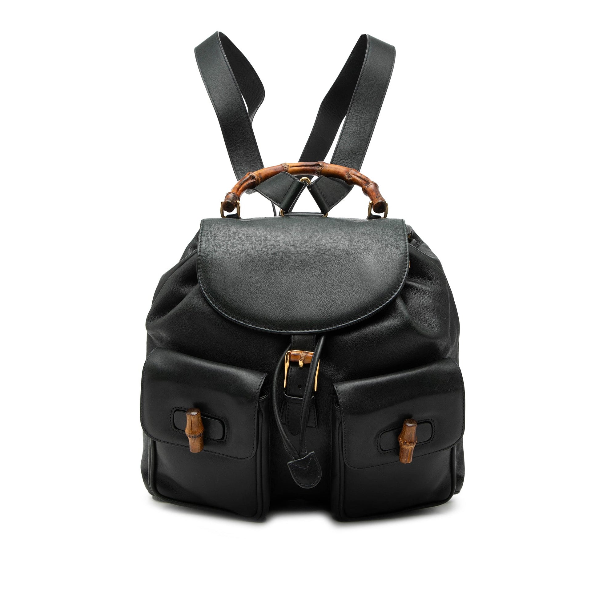 Calfskin Bamboo Drawstring Backpack
