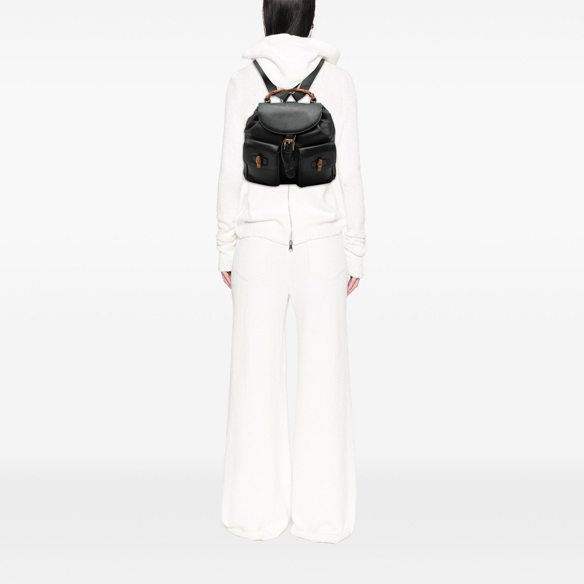 Calfskin Bamboo Drawstring Backpack