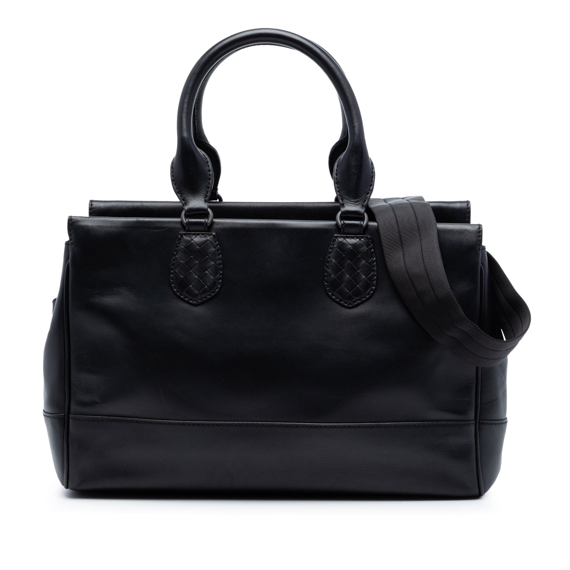 Bottega Veneta Intrecciato Trimmed Leather Ducale Top Handle Bag