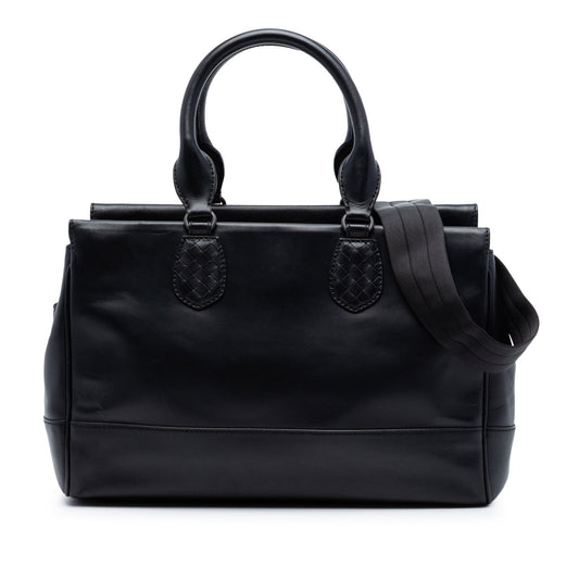 Bottega Veneta Intrecciato Trimmed Leather Ducale Top Handle Bag