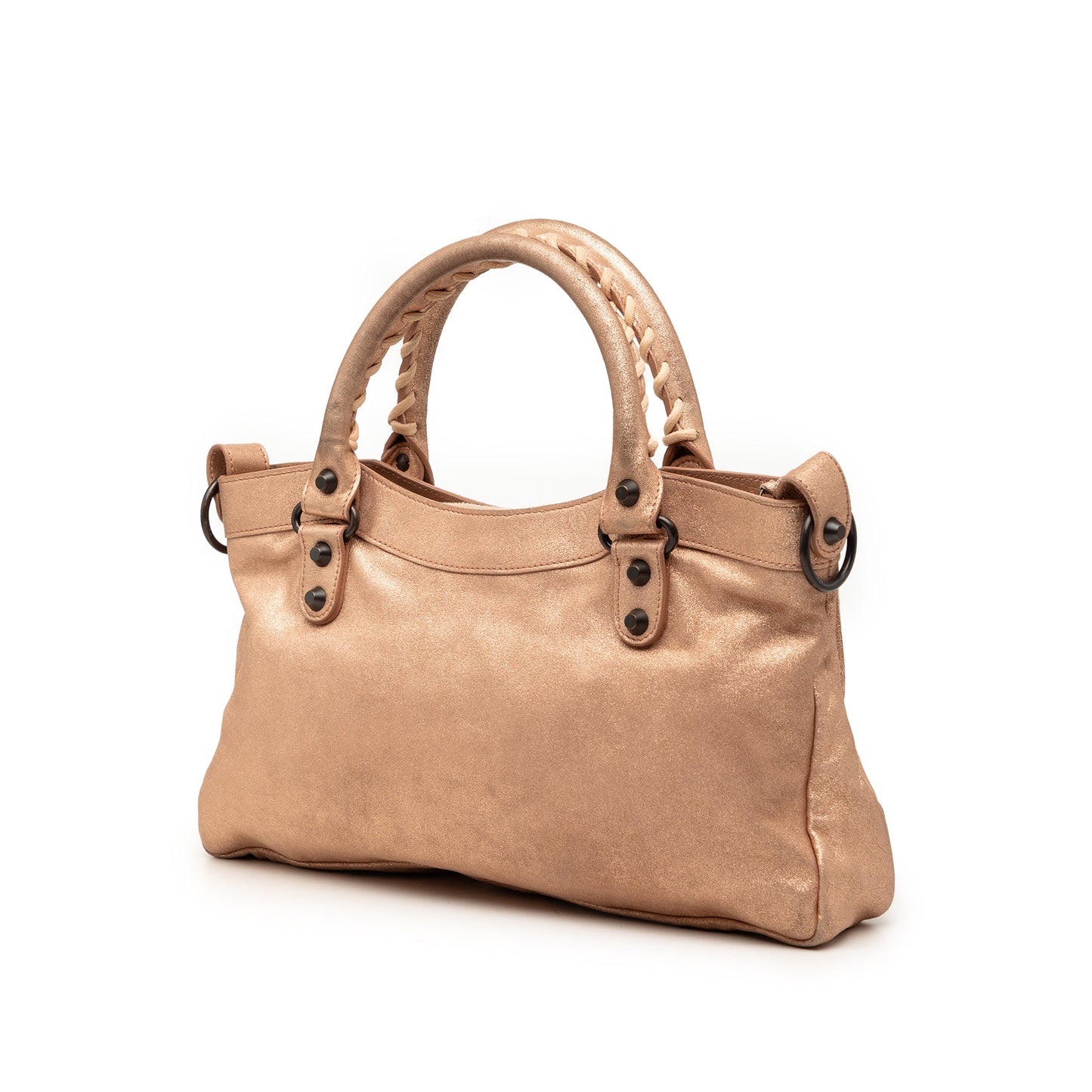 Balenciaga Metallic Craquele Suede Motocross Classic First Satchel