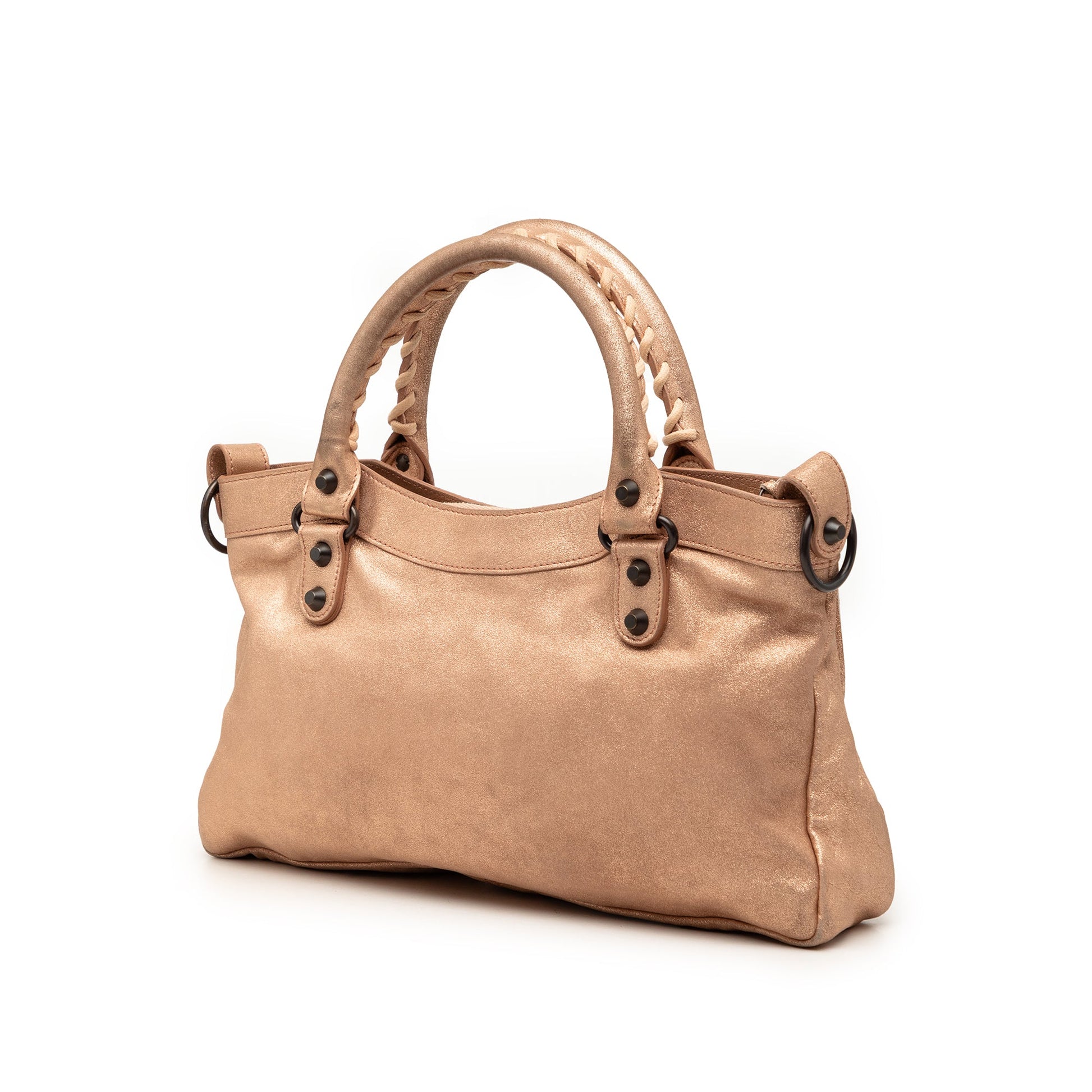 Balenciaga Metallic Craquele Suede Motocross Classic First Satchel