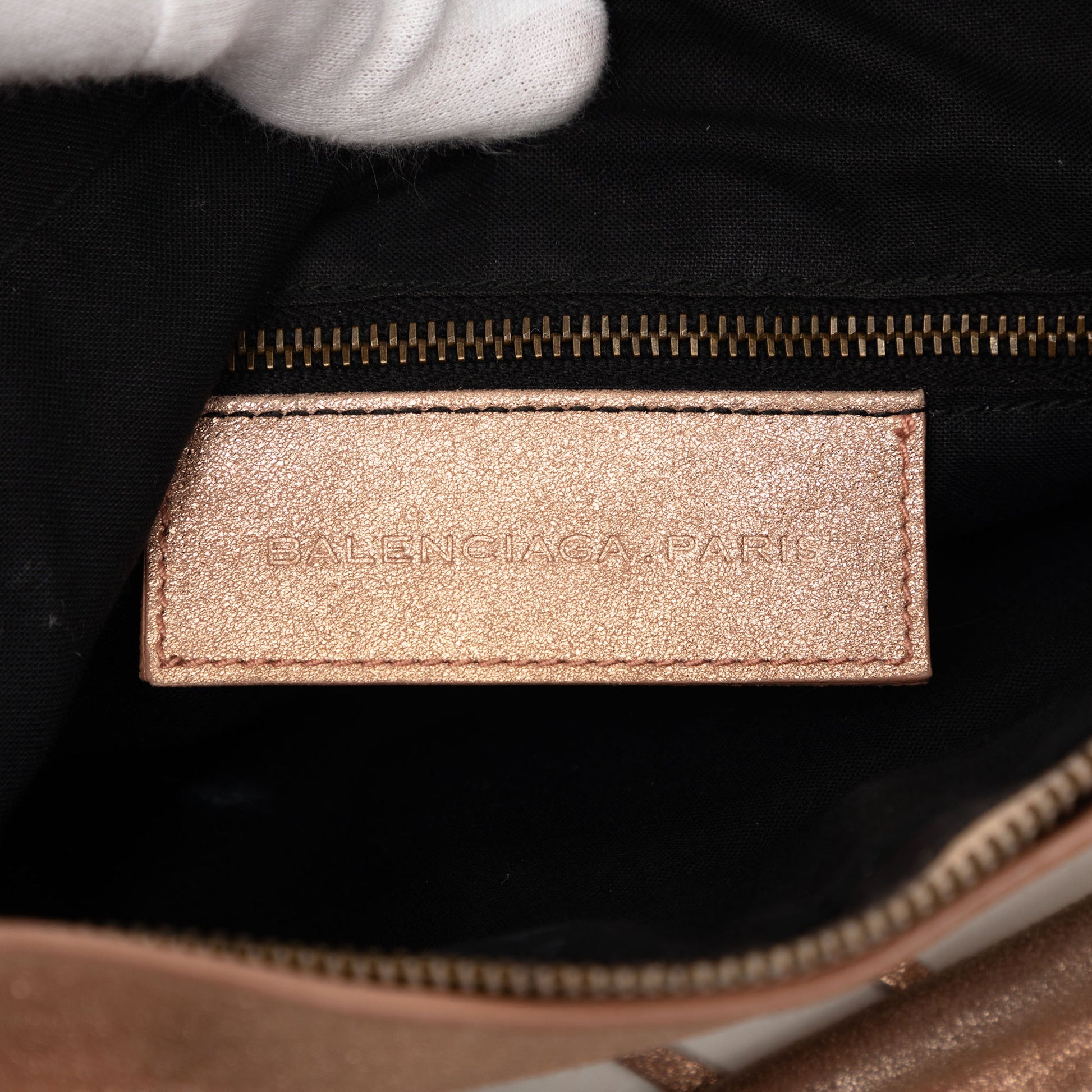 Balenciaga Metallic Craquele Suede Motocross Classic First Satchel