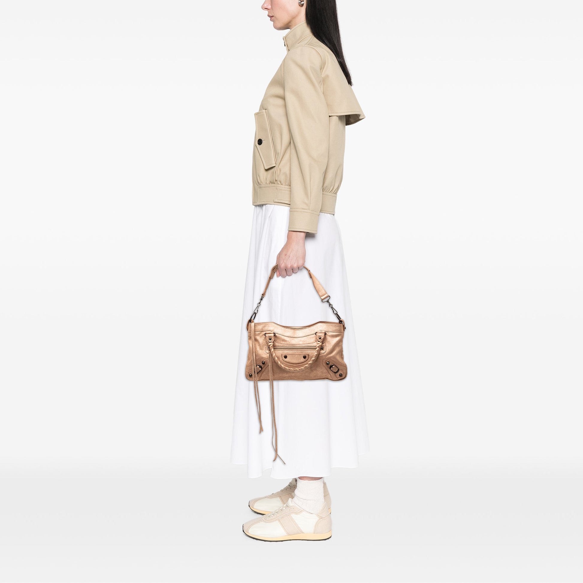 Balenciaga Metallic Craquele Suede Motocross Classic First Satchel