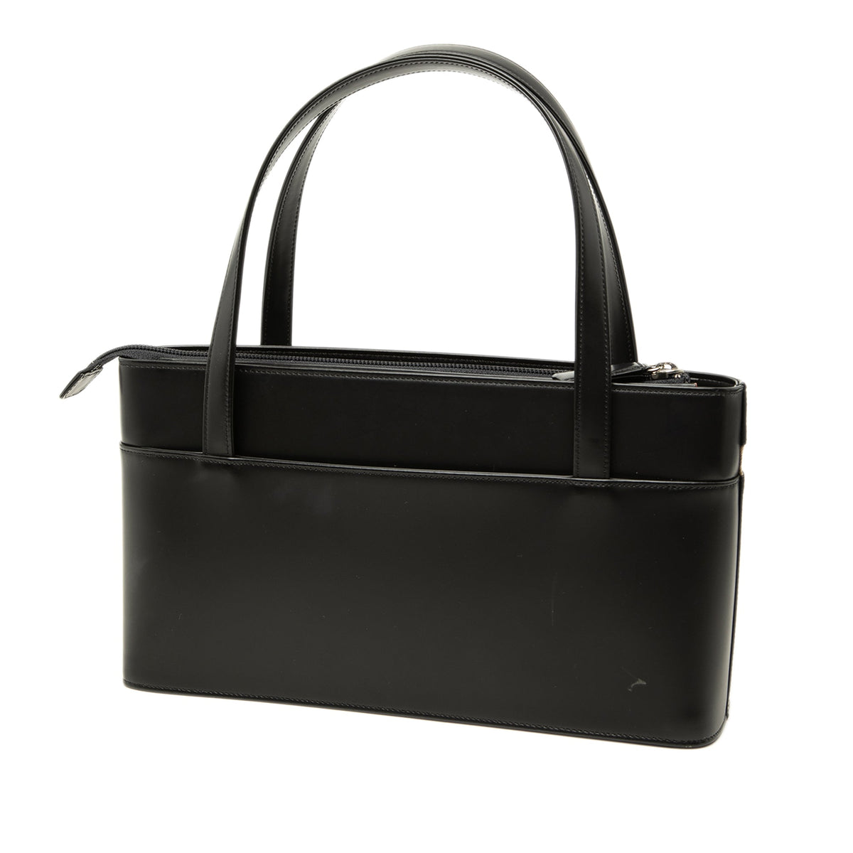 Burberry House Check Canvas Trimmed Leather Handbag