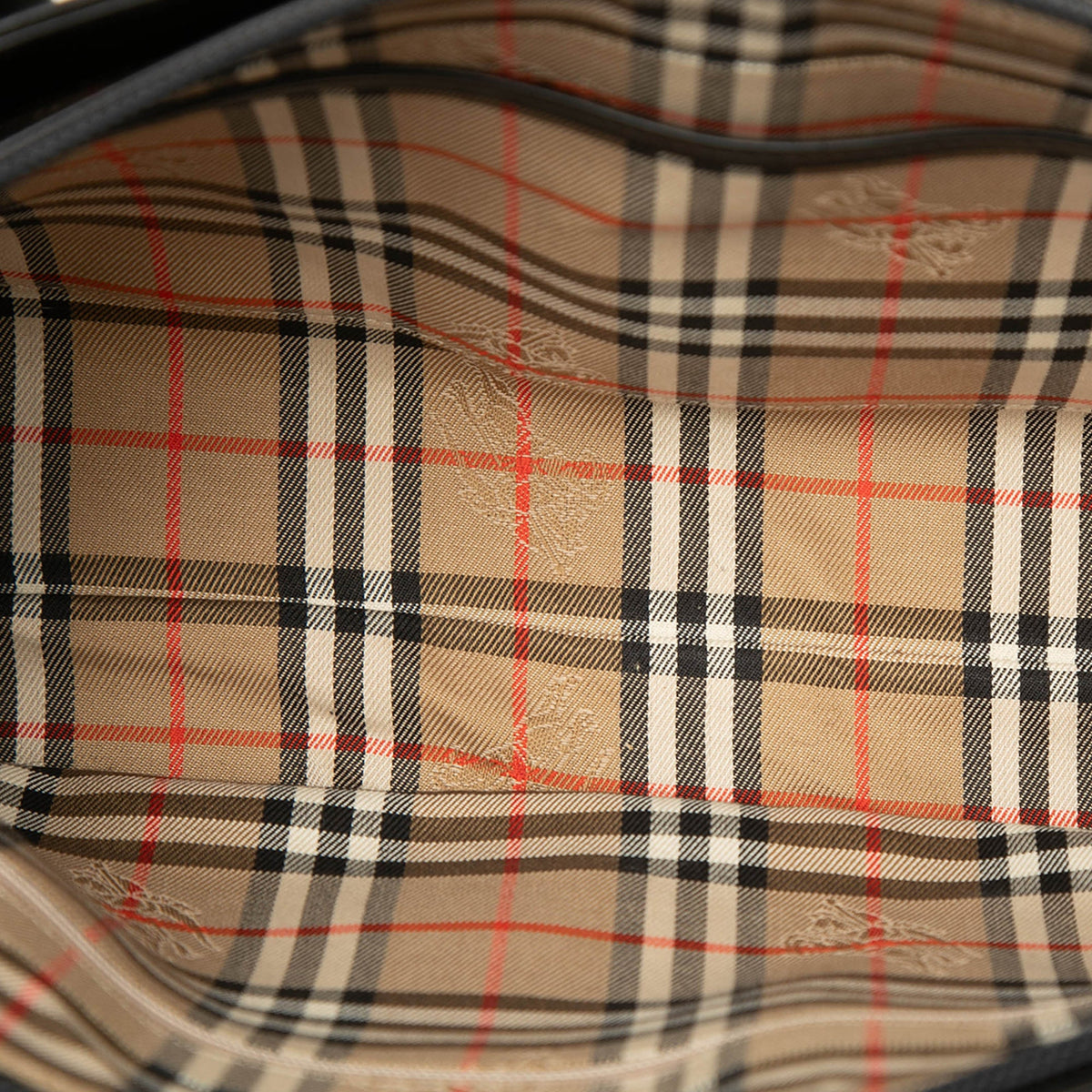 Burberry House Check Canvas Trimmed Leather Handbag