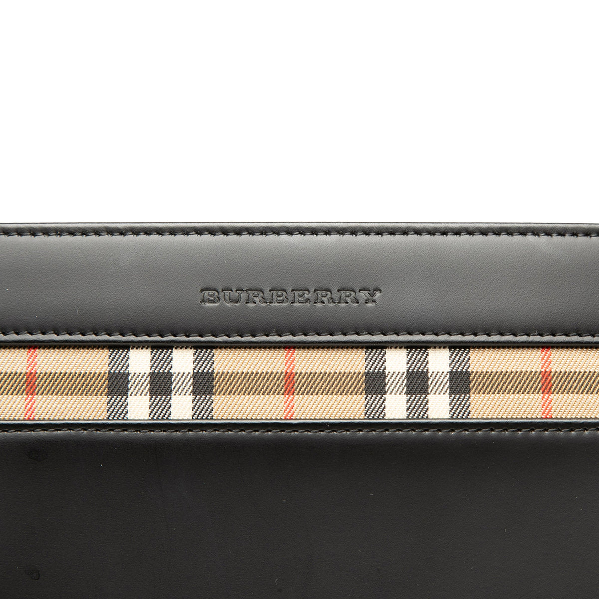 Burberry House Check Canvas Trimmed Leather Handbag
