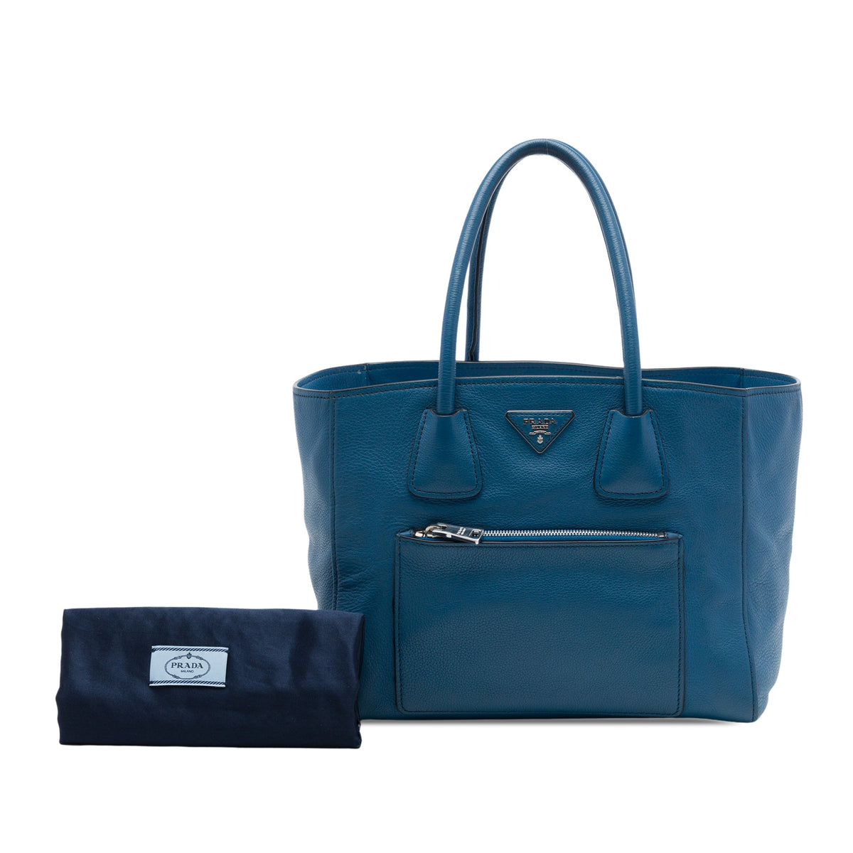 Prada Soft Calf Front Pocket Shopping Tote