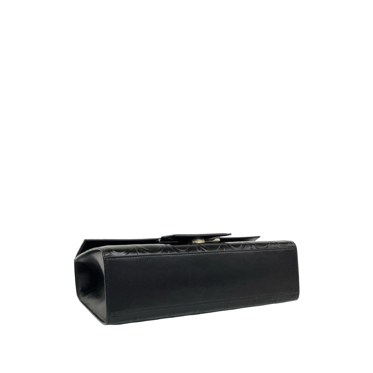Ferragamo Gancini Embossed Shoulder Bag — Black