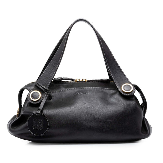 LOEWE Leather Anagram Shoulder Bag — Black