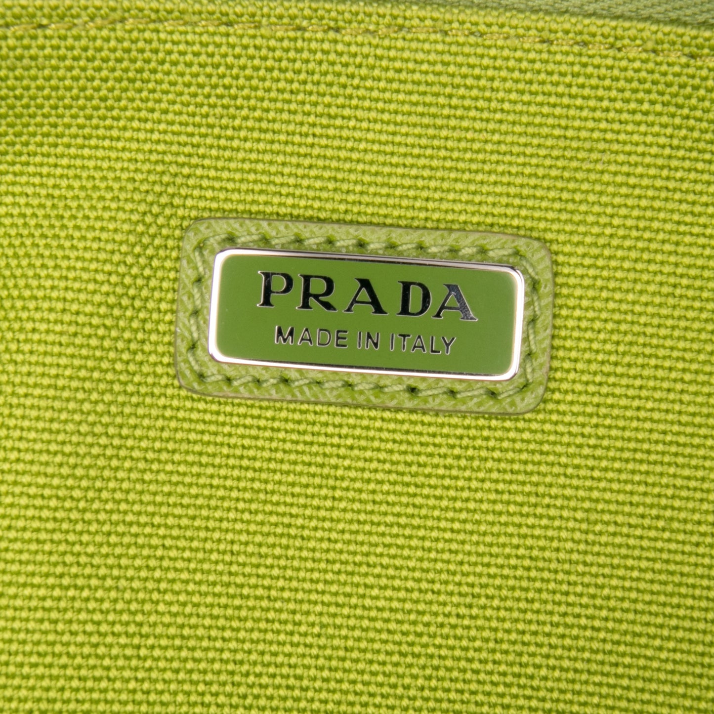 Prada Canvas Canapa Triangle Logo Wristlet Clutch