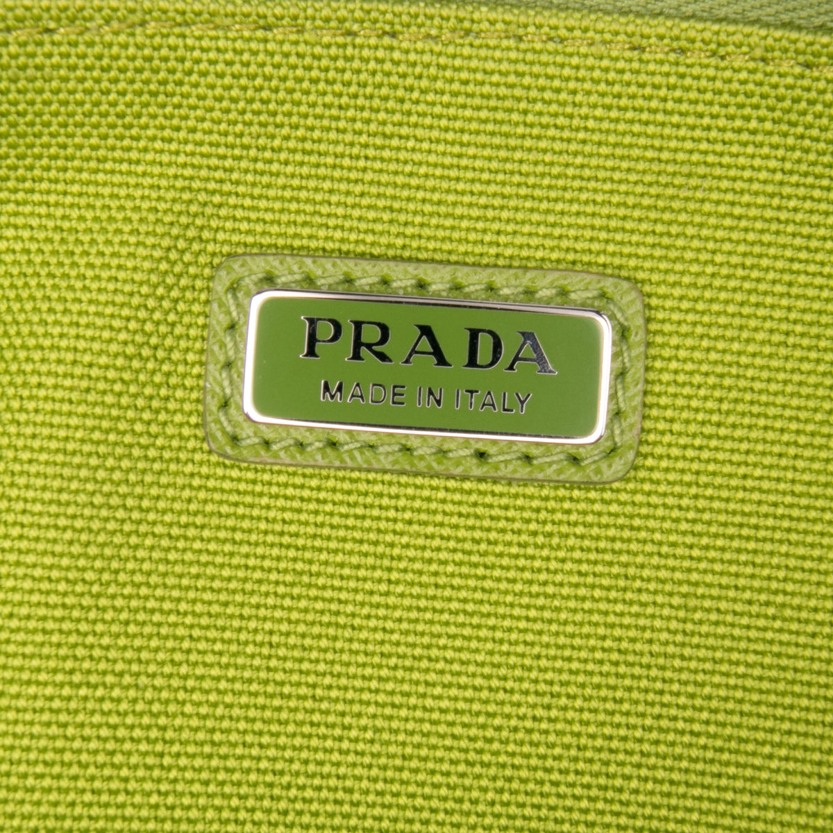 Prada Canvas Canapa Triangle Logo Wristlet Clutch