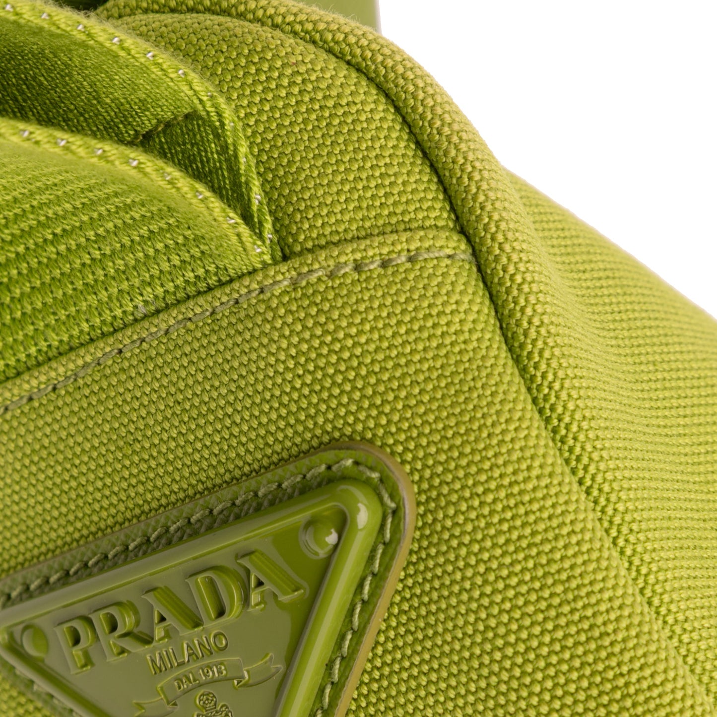 Prada Canvas Canapa Triangle Logo Wristlet Clutch