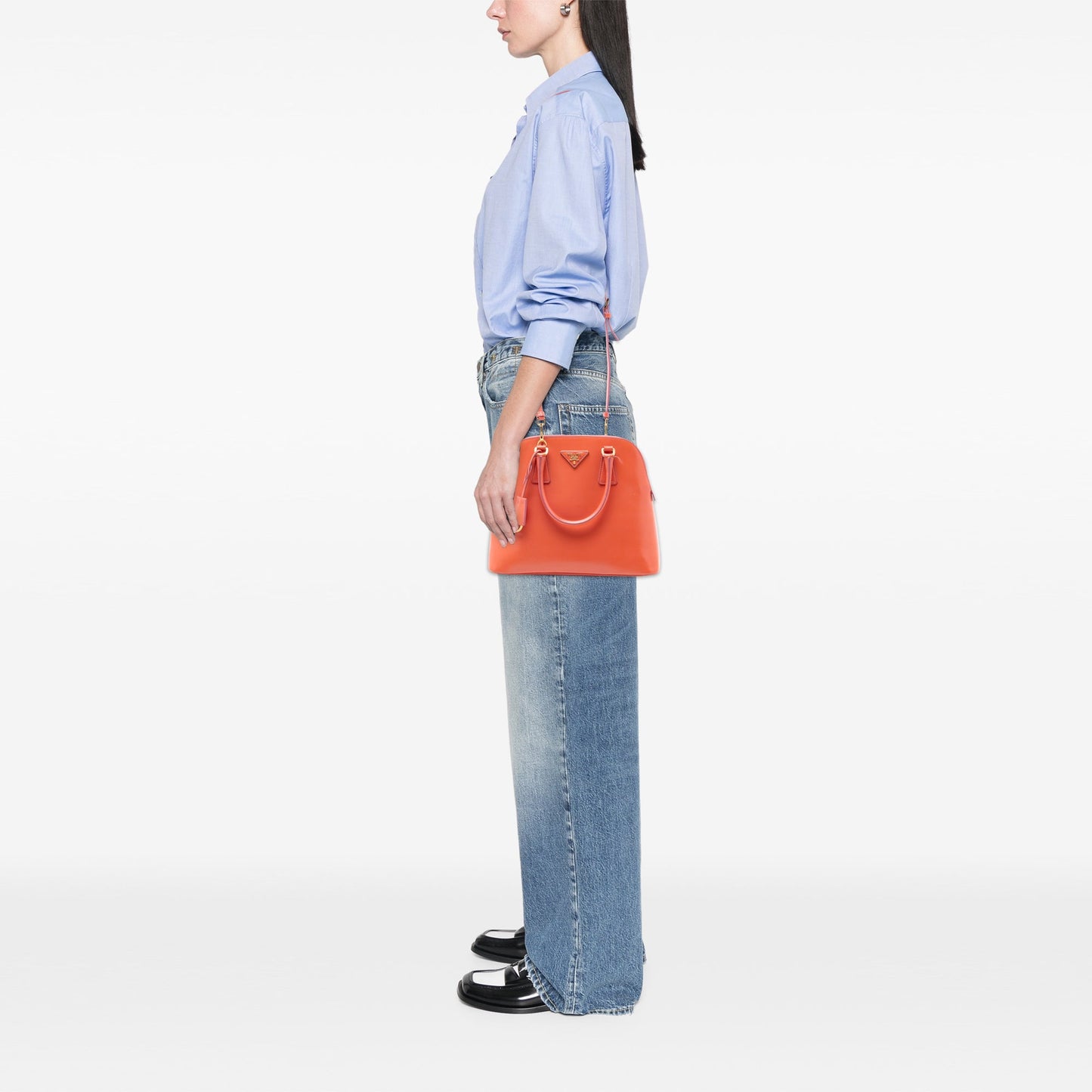 Prada Small Saffiano Vernice Promenade Satchel