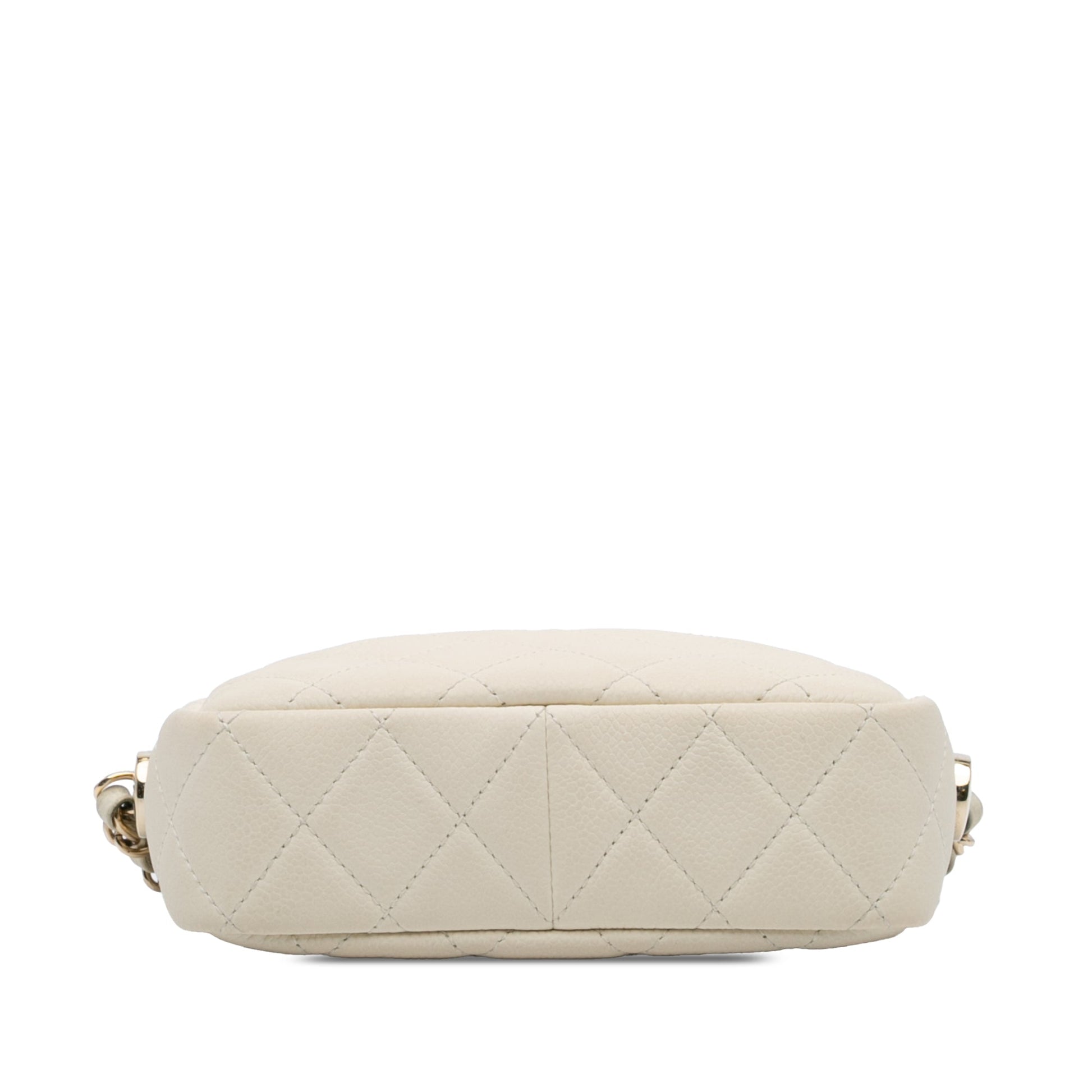 Chanel Small CC Flat Quilted Caviar Camera Bag