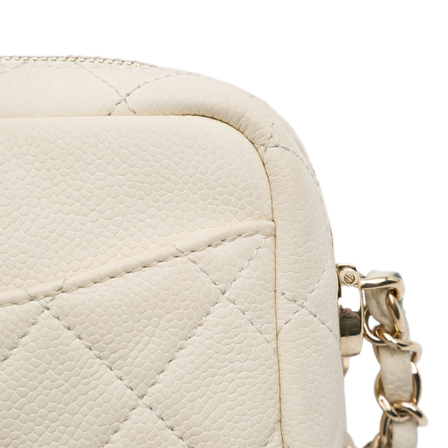Chanel Small CC Flat Quilted Caviar Camera Bag