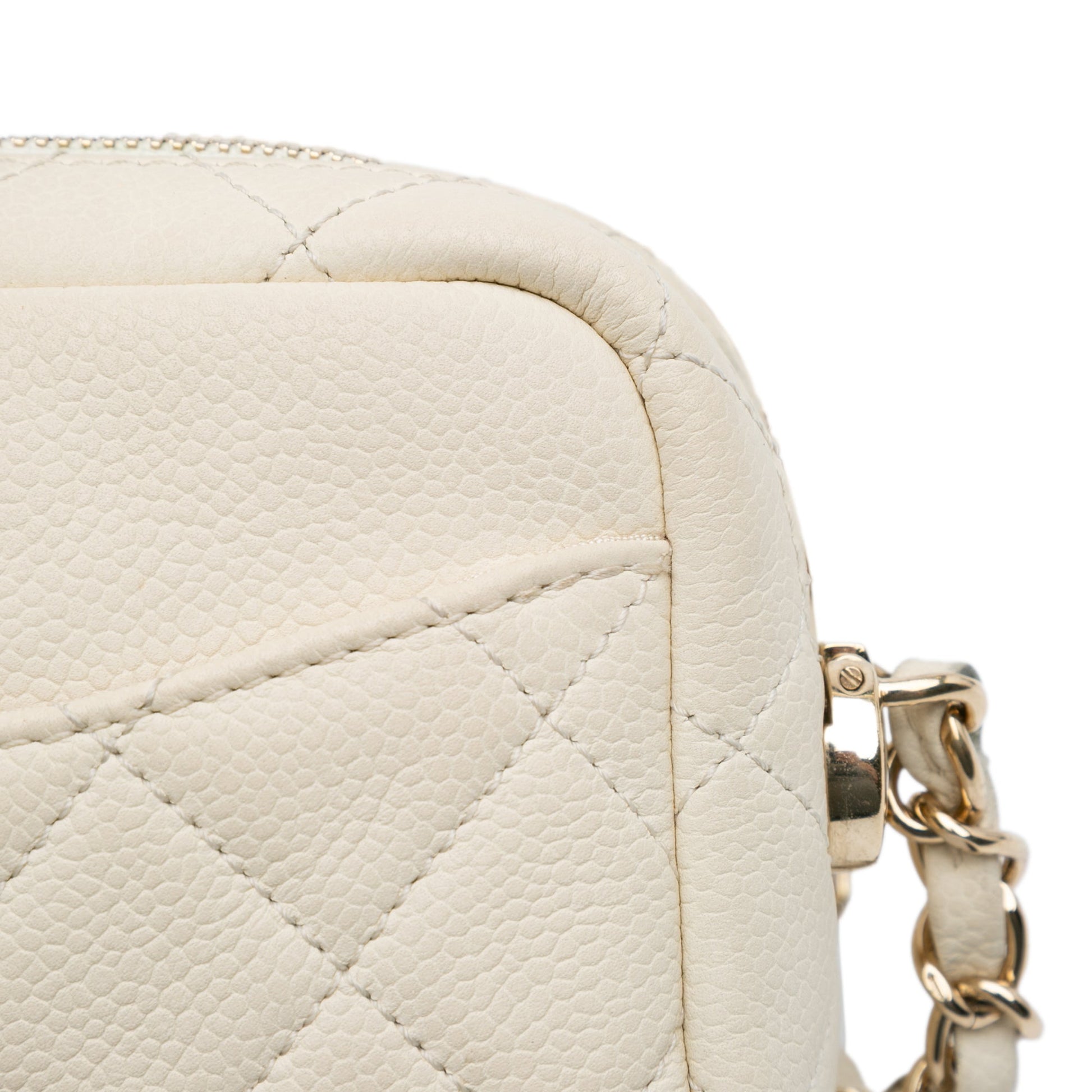 Chanel Small CC Flat Quilted Caviar Camera Bag