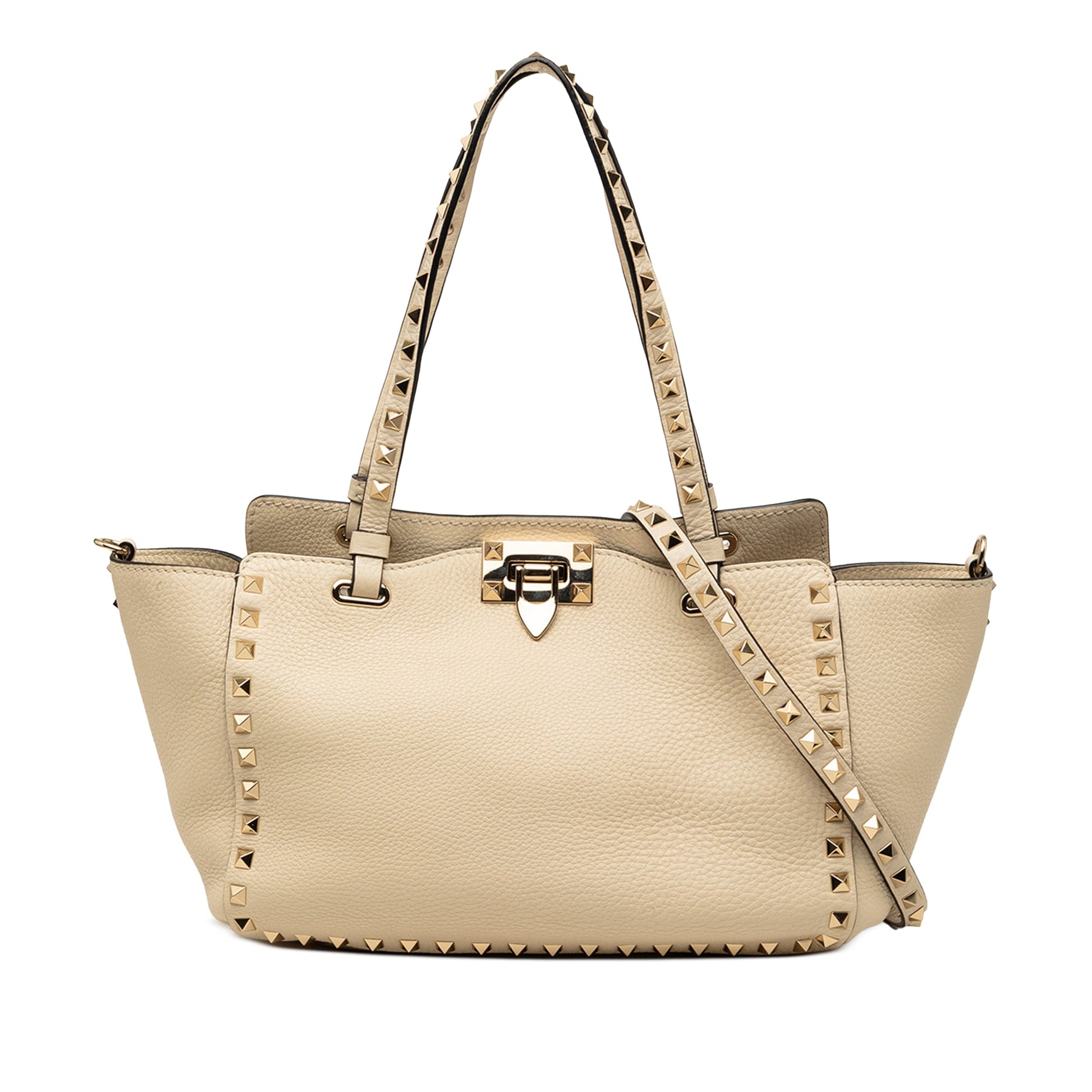 Valentino Small Grained Calfskin Rockstud Trapeze Satchel