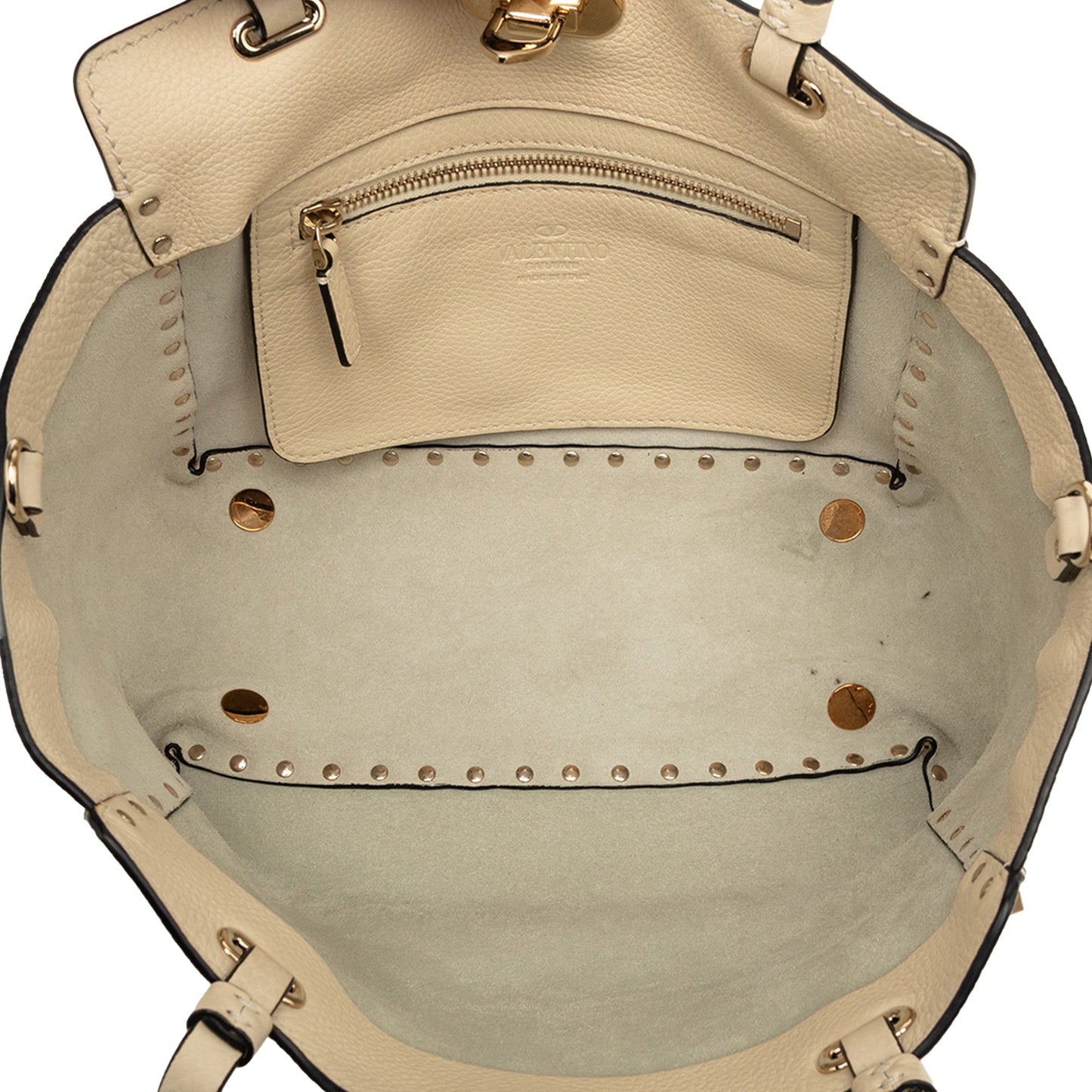 Valentino Small Grained Calfskin Rockstud Trapeze Satchel