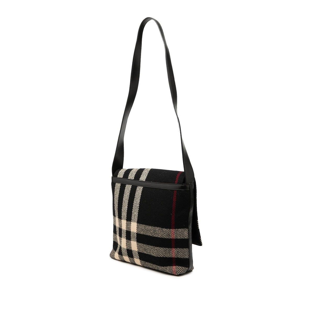 Burberry Mega Check Wool Shoulder Bag — Black