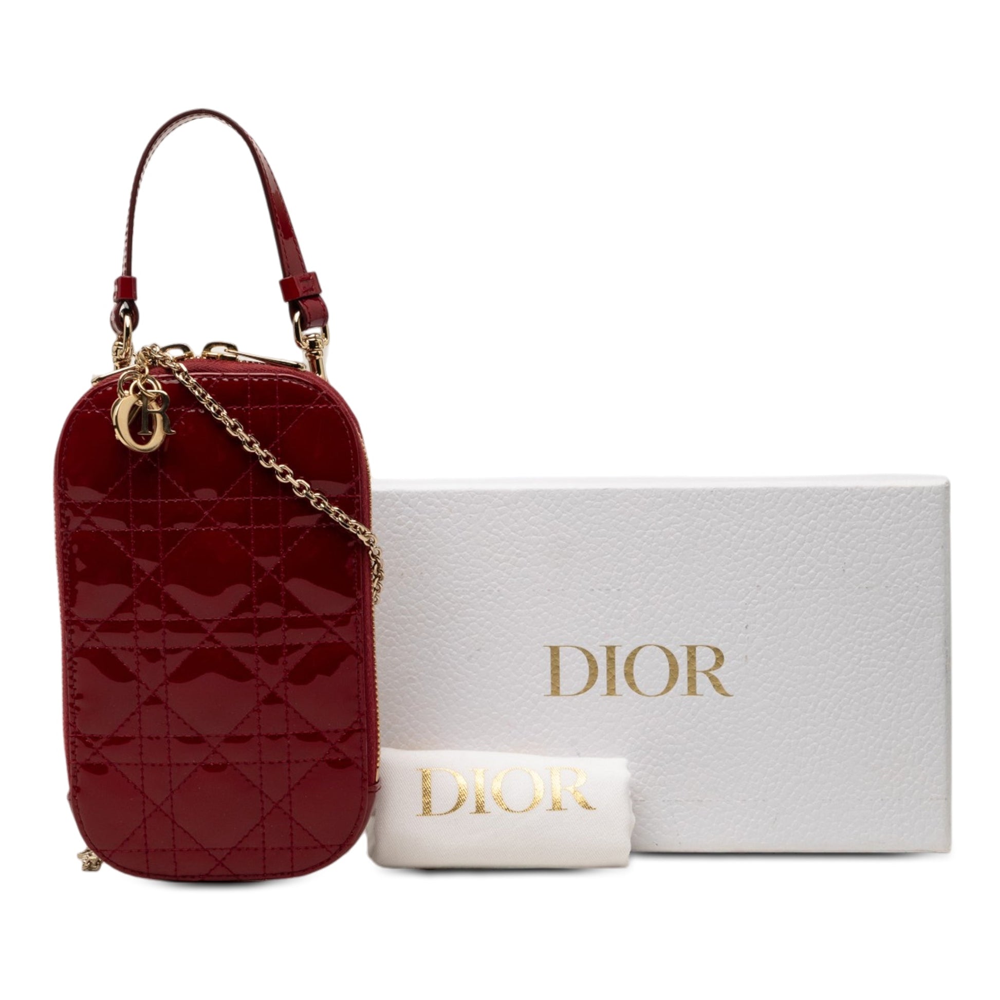 Dior Patent Cannage Lady Dior Call In Phone Holder