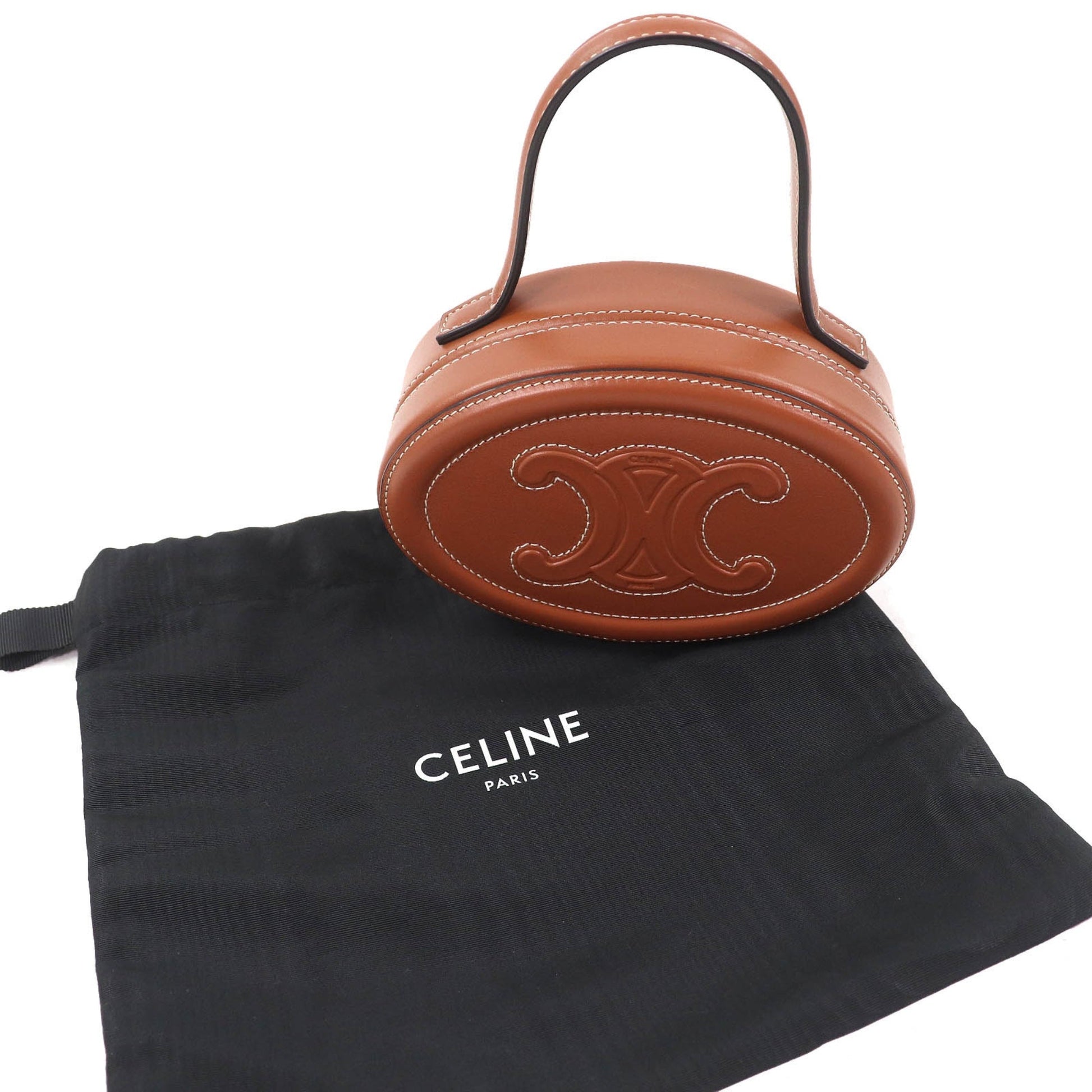 Celine Calfskin Cuir Triomphe Oval Handbag